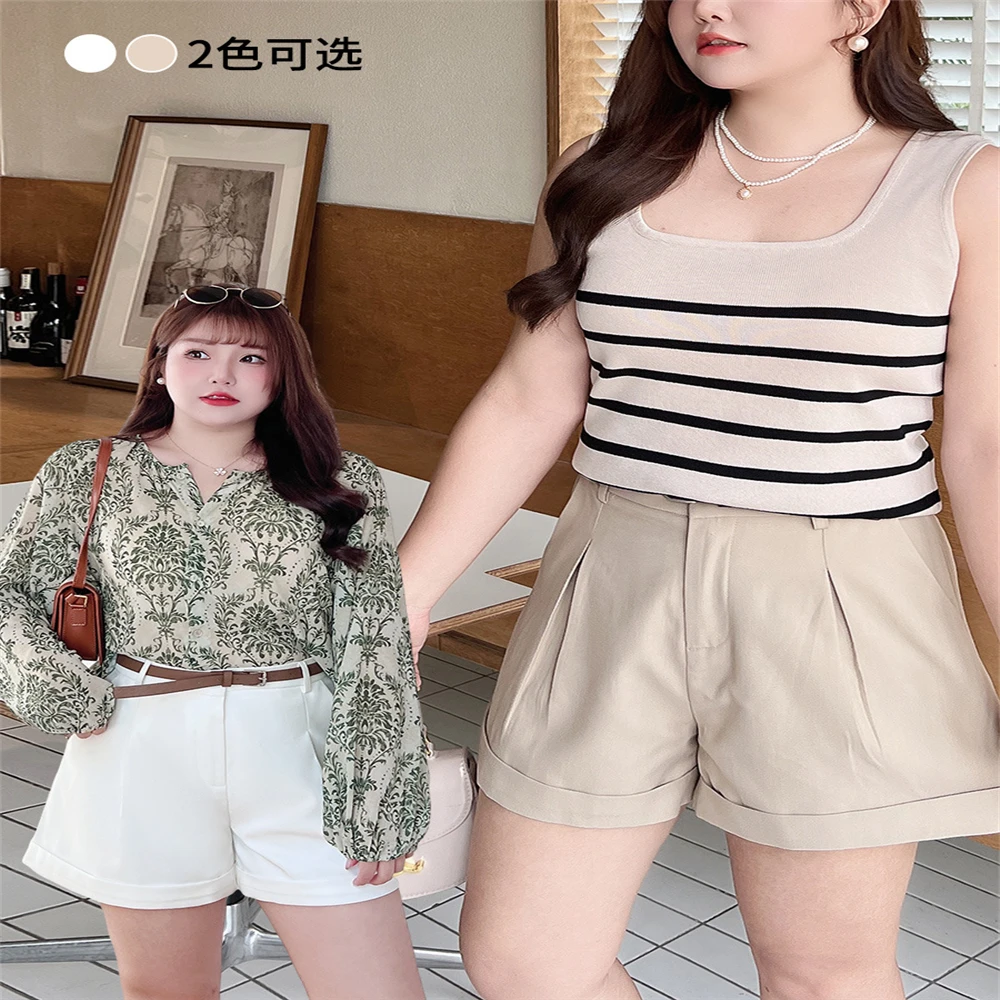 Loose High Waist Shorts, Pure Cotton Curling, A-word Commuter, Joker Slim Suit, Leisure, Summer Fashion