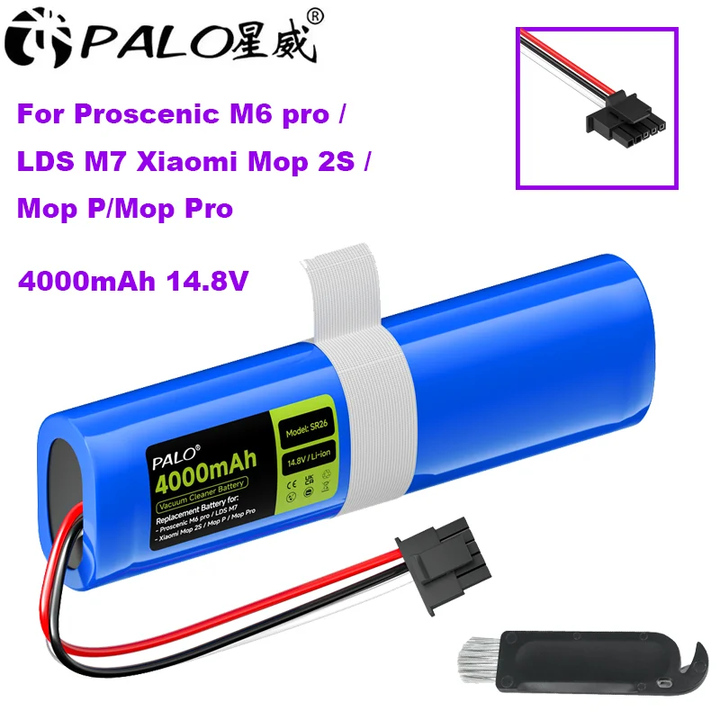 

4000mAh 14.8V Sweeper Battery For Proscenic M6 pro / LDS M7 Xiaomi Mop 2S / Mop P/Mop Pro/Xiaomi Viomi S9 Robot Vacuum Cleaner