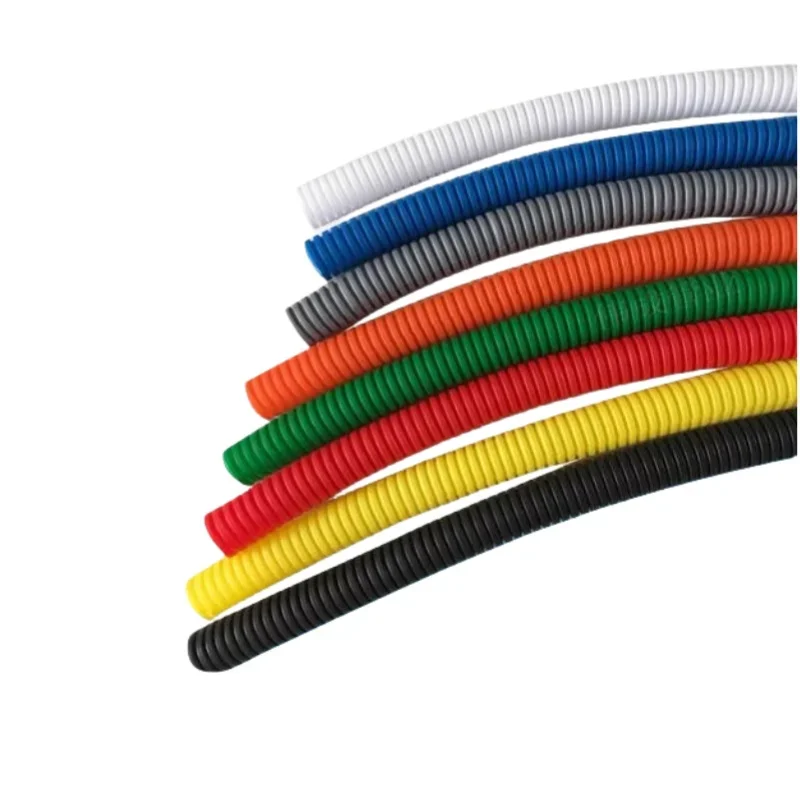 1/5M PP Insulated Corrugated Tube Auto Line Pipe Harness Wire Wrap Colorful Threading Plastic Split Wire Loom Protection Sleeve