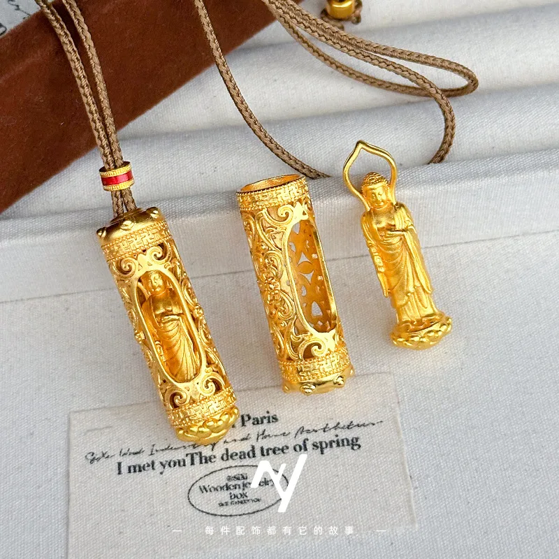 The ancient way turns the lotus Buddha pendant 9999gold