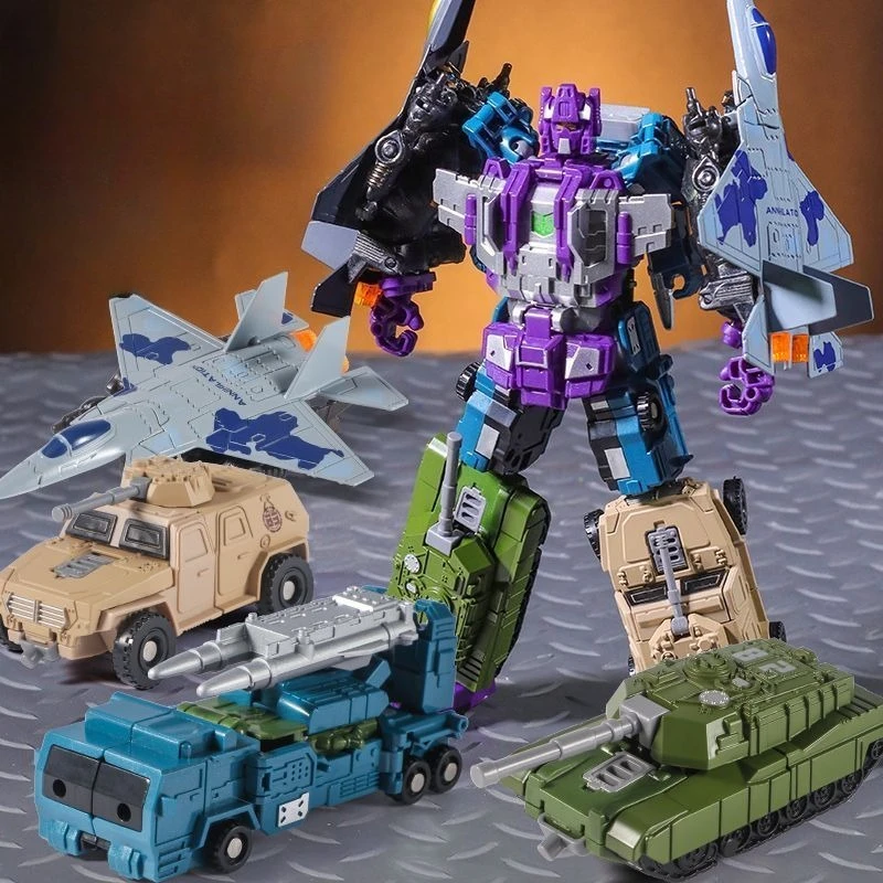 9.  45'' 24cm/5 w 1 Robot Transformujący się Figurka Akcji Model Plastikowy Robot Motyw Militarny Seria Zabawek Prezent dla Dzieci
