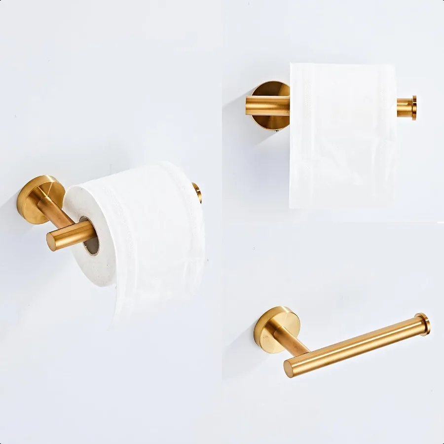 Brusehd Dark Gold Bathroom Hardware Set 5 Piece with Towel Racks for Bathroom SUS304 Stainl Steel Bath Towel Bar Set 24 Inch Wa