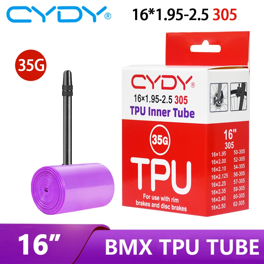 CYDY TPU Ultralight Bike Inner Tube 16”305 16x1.95 2.0 2.1 2.125 2.25 2.35 2.4 2.5 Tire Valve 45mm BMX Bicycle Camera Tyre penu