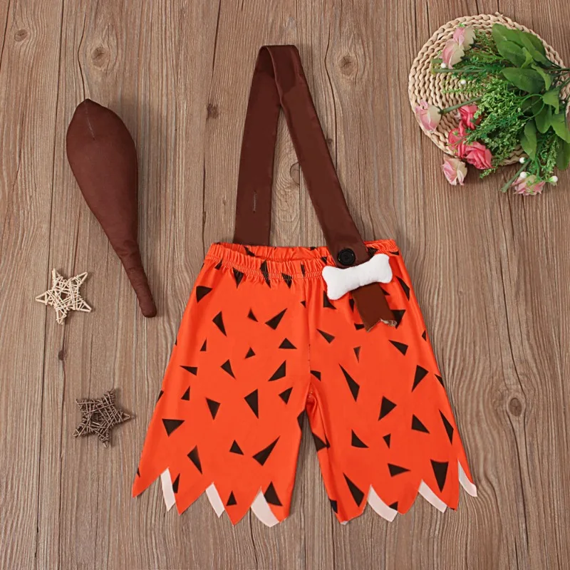 Children's Summer Section of Children's Clothing Boys and Girls Halloween One-shoulder Straps Geometric Pattern Shorts