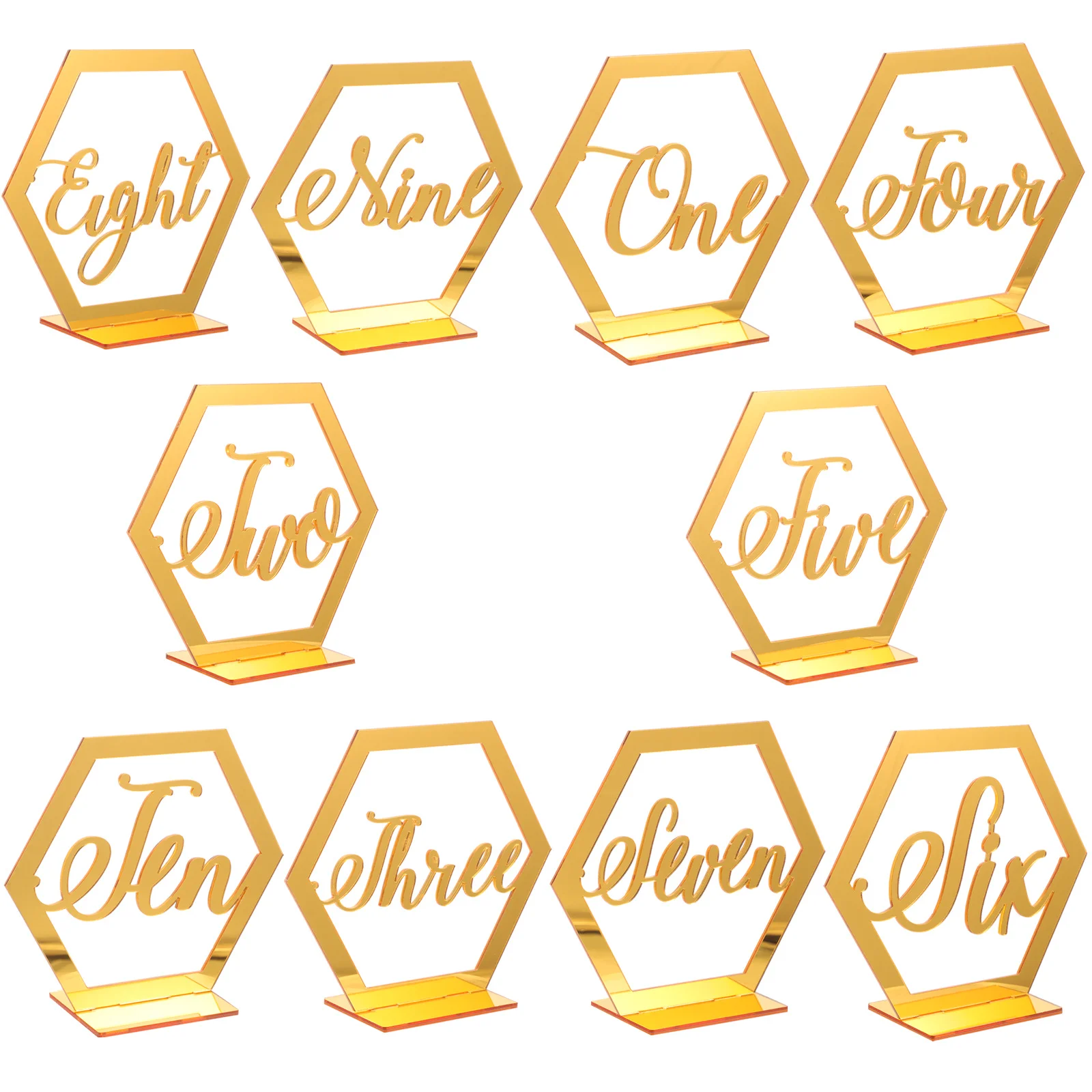 

10Pcs Table Numbers Acrylic Wedding Table Number Signs Reusable Reserved Seat Markers for Banquet Birthday Party Restaurant Cafe