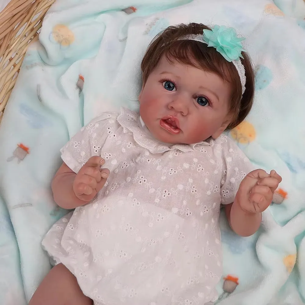 Reborn Baby Dolls Girls 55cm Full Body Soft Silicone Vinyl Hand Rooted Hair Eyes Open Realistic Newborn Doll Toy Birthday Gifts