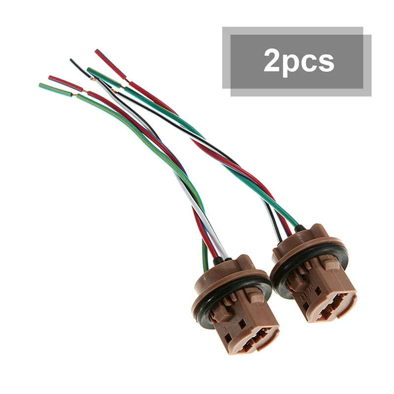 2Pcs 7443 T20 Female Brake Turn Signal Bulb Holder Socket Adapter Wiring Harness