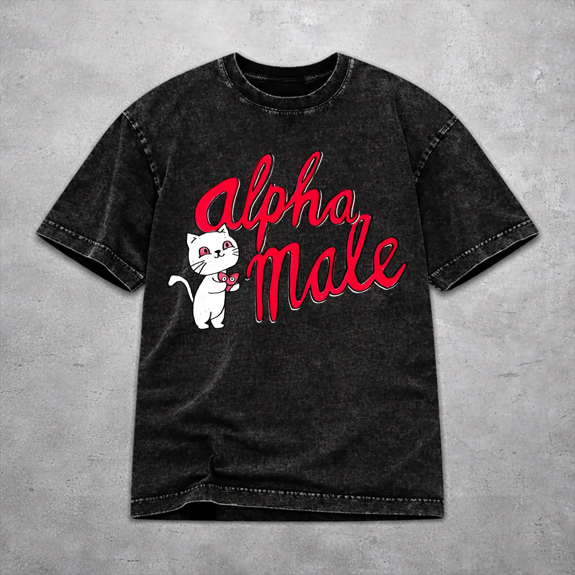 Men Women Wased T-shirts Alpha Male Cat Kitten Funny  Printed Shirt Accessories Oversize  Tee Shirts