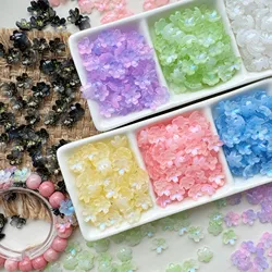 30PCS 10mm Blue Light Cherry Blossom Glass Beads Loose Spacer Beads For Jewelry Making DIY Bracelet Necklace Accessories