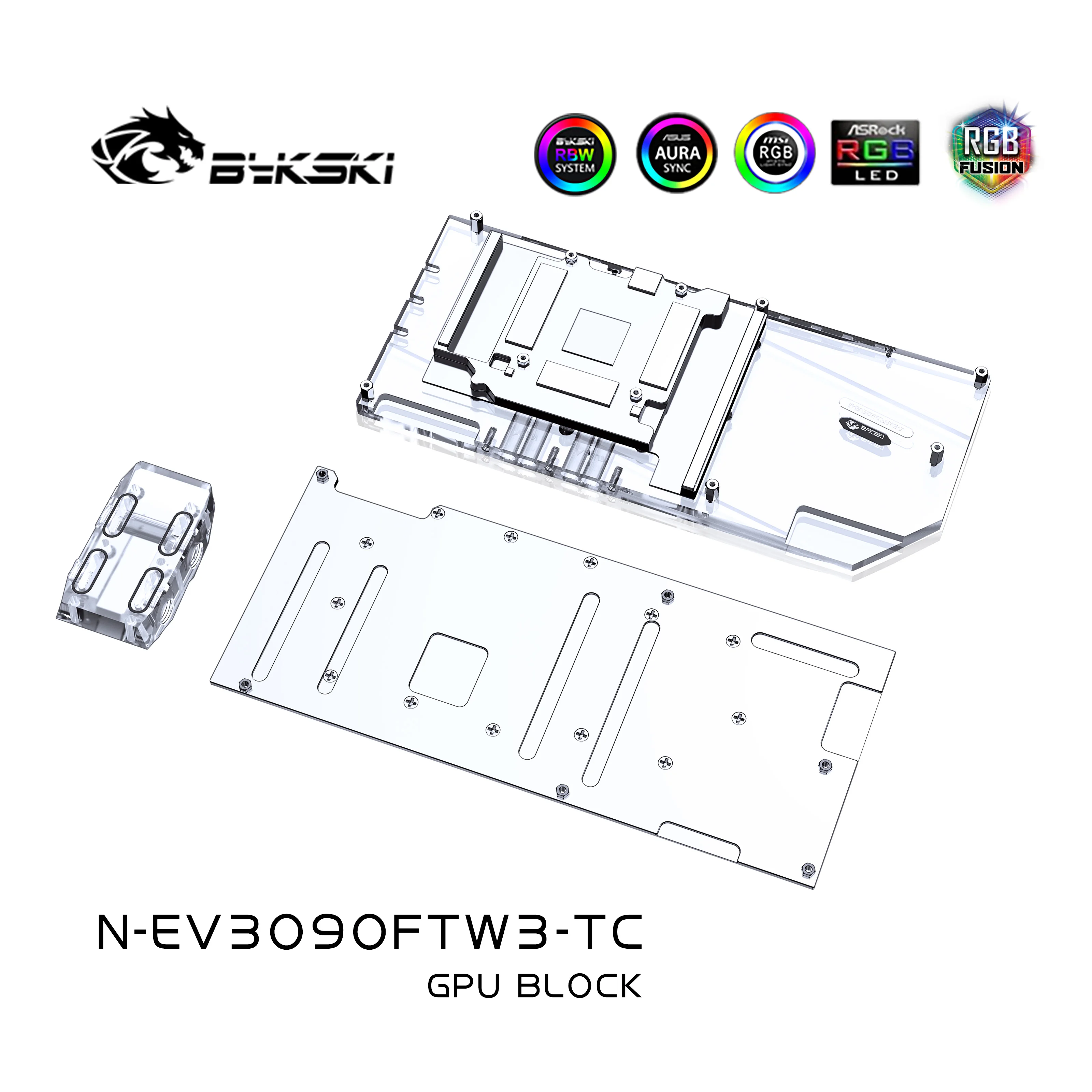 Bykski Dual Seite Flüssigkeit Kühlung GPU Block für EVGA RTX 3090 3080 FTW3 N-EV3090FTW3-TC