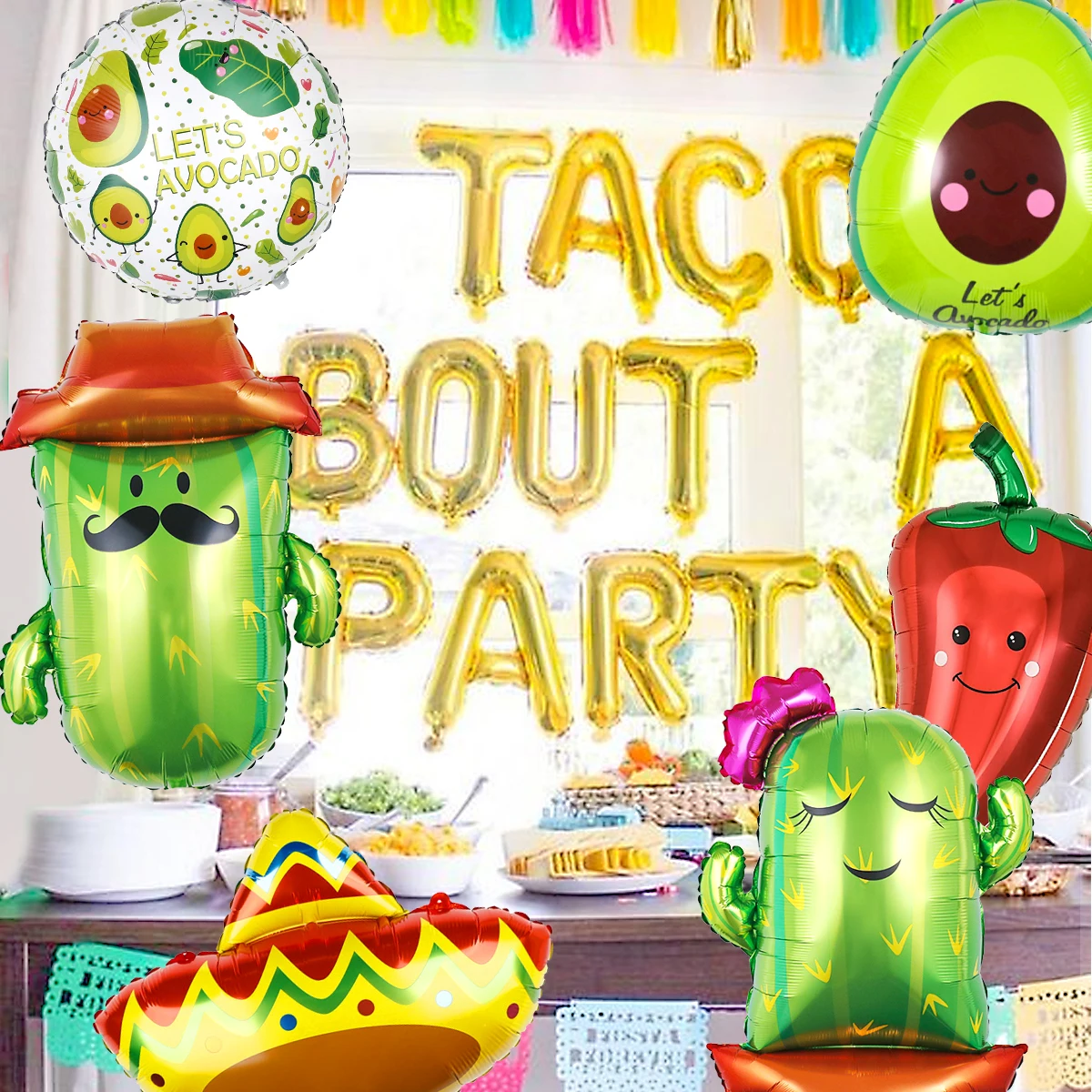 6 sztuk balonów na imprezę Fiesta, balony Cactus Sombrero Chili, dekoracje świąteczne Cinco de Mayo, materiały na przyjęcie z okazji Taco