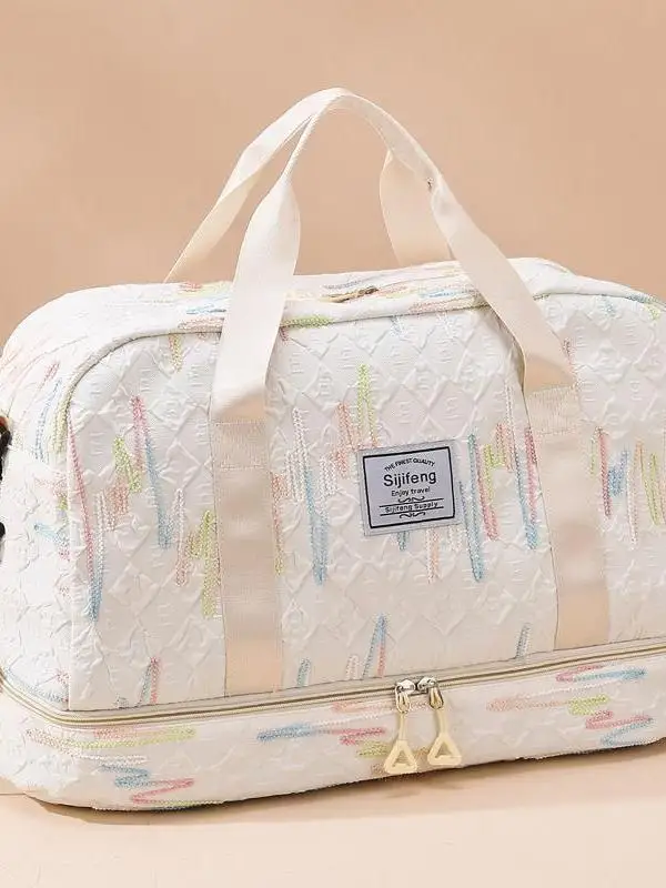 large-capacity-lightweight-portable-short-trip-travel-bag-women's-storage-bag-fashionable-trendy-oxford-cloth-foldable-bag