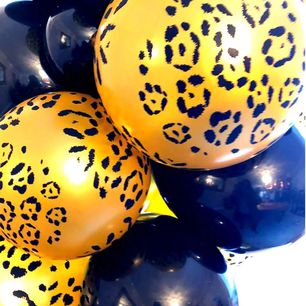 Globos de látex con estampado de leopardo, decoración de fiesta de cumpleaños de bebé, animales del Zoo, jungla, 30 unidades