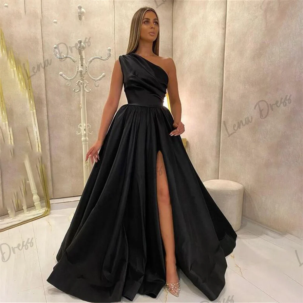 

Lena One Shoulder Evening Dress Red Royal Blue Ball Dress A-line Pleated Formal Dress Elegant Wedding Party Dress vestidos