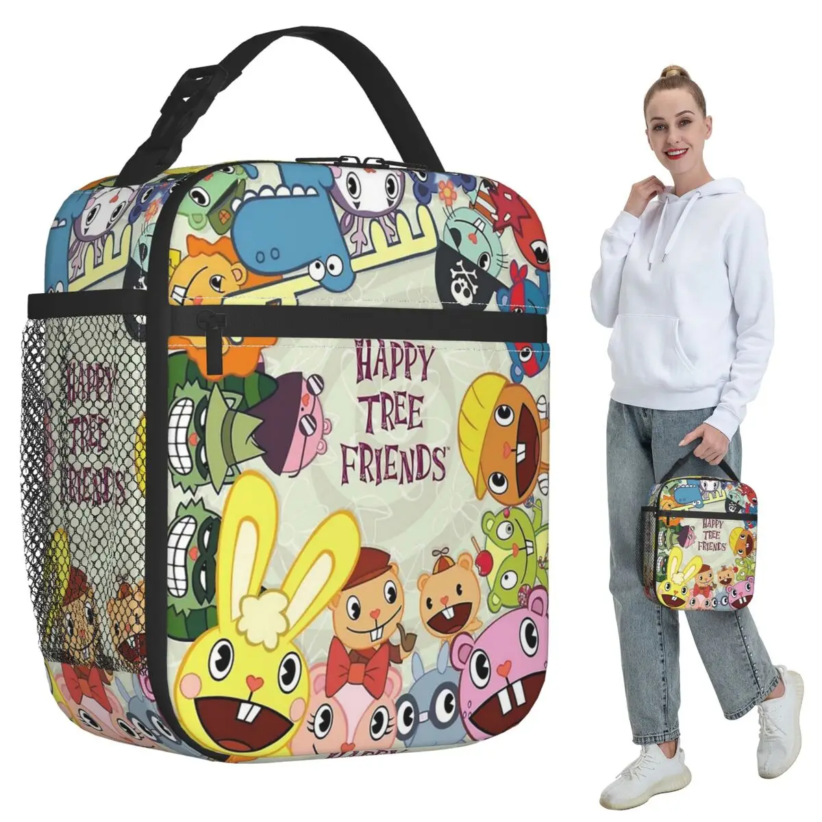 Happy Tree Friends Insulated Lunch Bag for Women Office Cooler Thermal Food Box Tote Portable Lunch Boxes Container