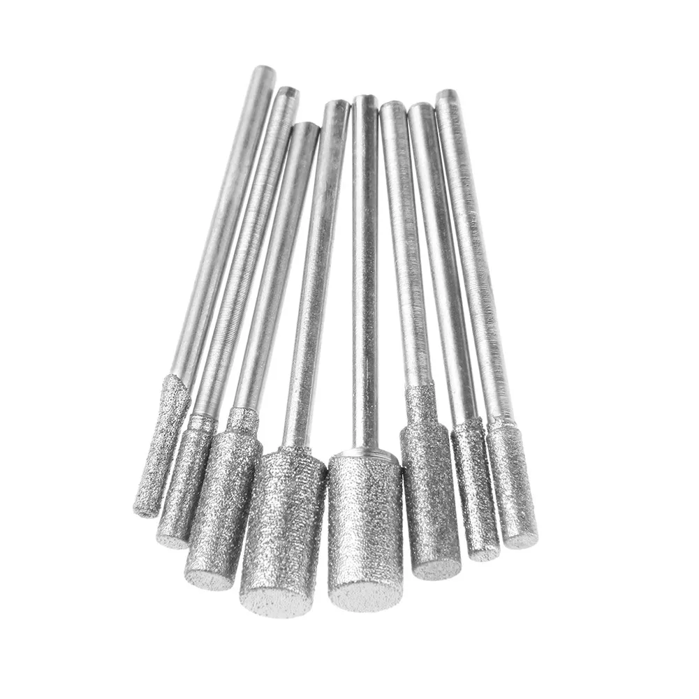 

8 штук цилиндрических шлифовальных головок с покрытием из абразивного материала, хвостовик 2,35 мм, для использования с электронными шлифовальными машинами и ручными электрическими дрелями.