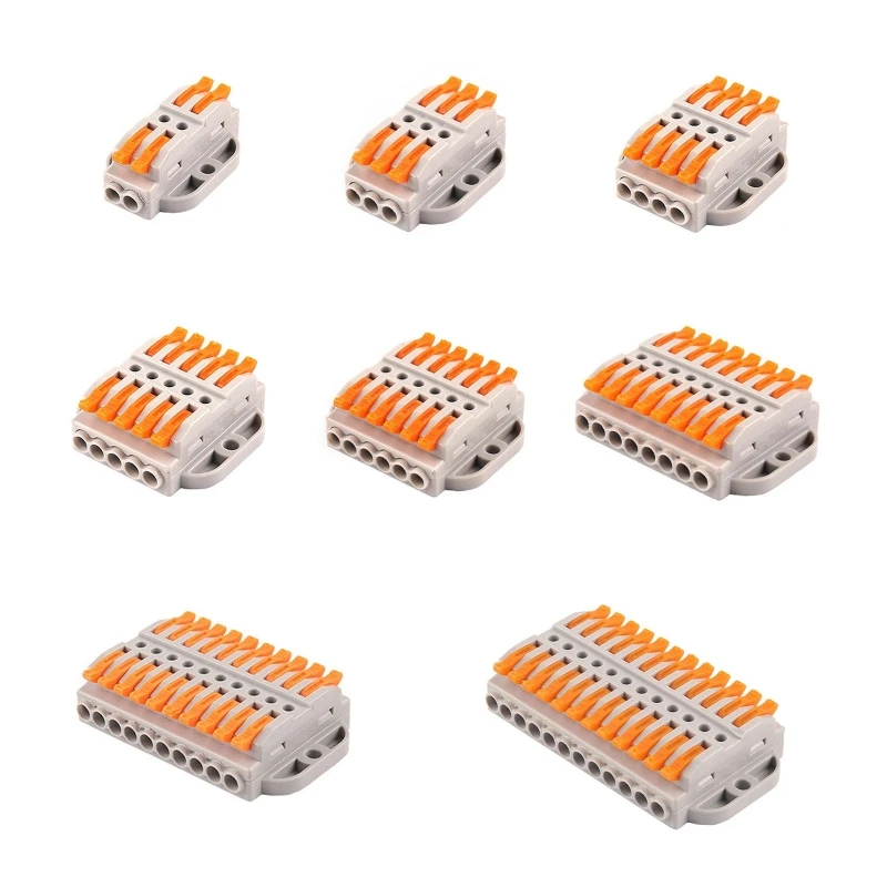 2/3/4/5/6/8/10/12 Pin Wire Butt Joint Connector Compact Connection Clamp 0.08-4mm² Quick Insulated Terminal Block Dropshipping