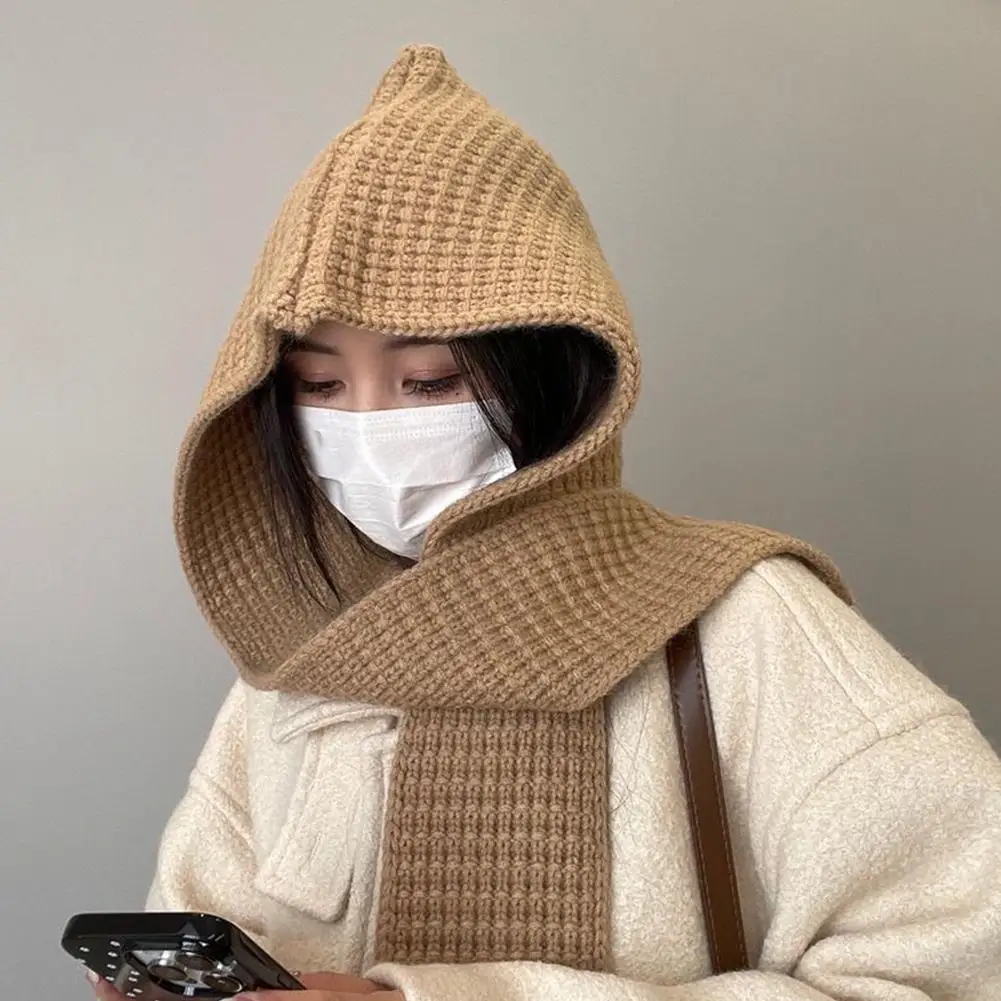 НОВАЯ вязаная шапка-бини для мужчин и женщин, зимняя теплая шапка унисекс с капюшоном, воротник, шарф, шапка, лыжная шапка, холодная Балаклава, шапка, капот