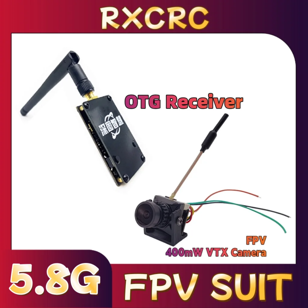 RXCRC 5.8G Module 400mW VTX  1500TVL 130°fov Camera all in one transmitter  FPV OTG Receiver.For RC Multicopter FPV Drone Part.