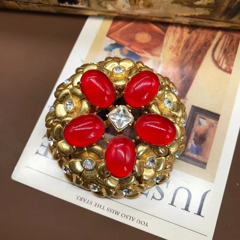 personalized three-dimensional brooch copper material flower brooch exquisite retro ladies corsage jewelry