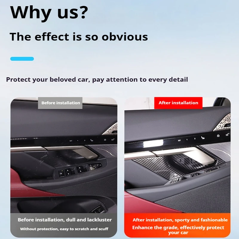 ألياف الكربون مقبض الباب الداخلي إكسسوارات خارجية لأبواب السيارات زخرفة الكسوة لسيارات BMW 5 Series i5 G60 2024-2025 اكسسوارات السيارات الداخلية ABS