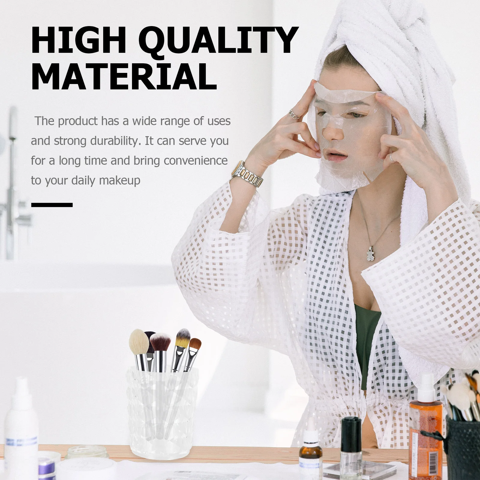 1 قطعة حامل فرشاة Ps واضح منظم ماكياج فعال لتخزين مسحات القطن أحمر الشفاه وبودرة نفخة طويلة الأمد #3