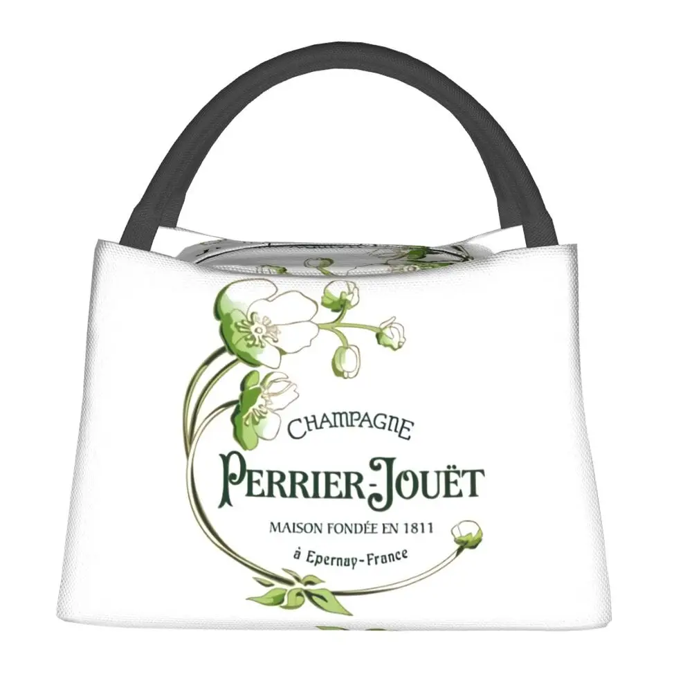 

2025 New Perrier Champagne Jouets Logo Insulated Lunch Tote Bag for Women Resuable Cooler Thermal Bento Box Outdoor Camping