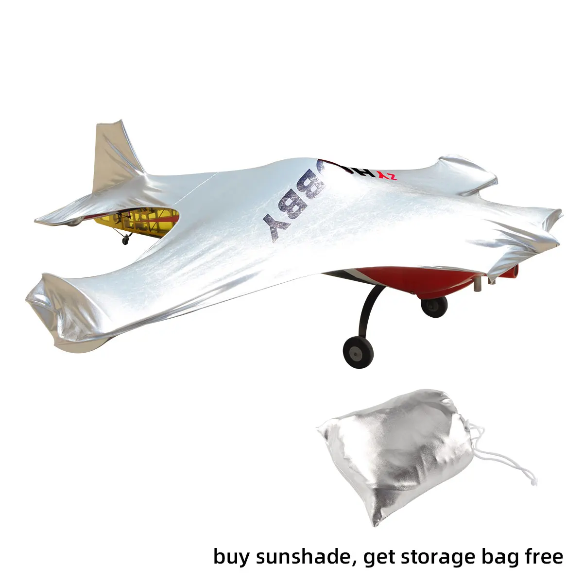 ZYHOBBY WBFLT60CC Silver Reflective RC Fixed Wing Airplane Sun Cover Heat Insulation Plane Sunshade With Storage Bag