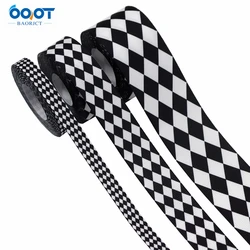 Geometric Diamond Ribbed Printed Ribbon,Multiple Sizes 10Yards Gift Wrap Bow Cap DIY Accessories Decorations