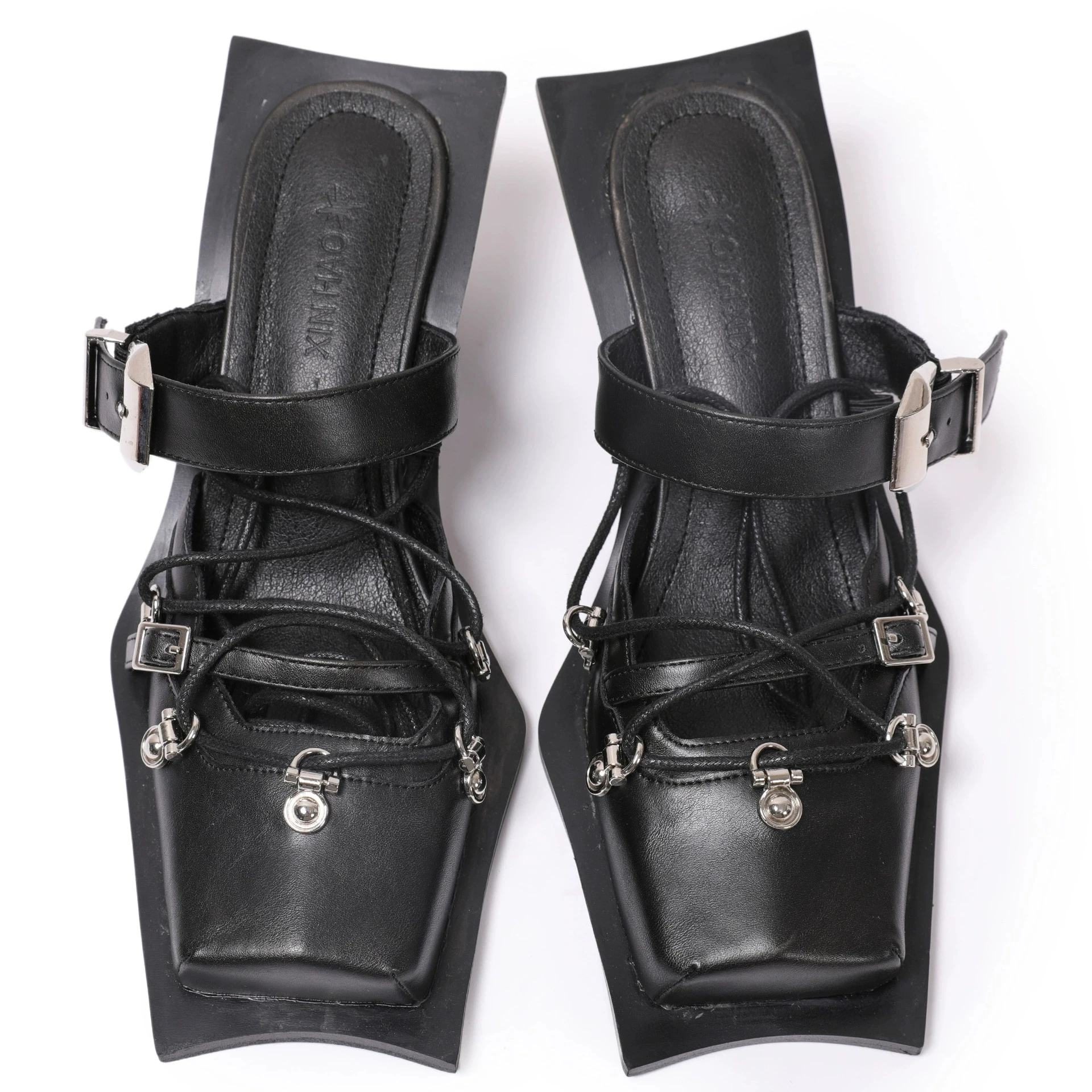 تصميم الأزياء الصنادل النساء ضيق الفرقة أشار تو مضخات الإناث فستان أنيق أحذية الضحلة العلامة التجارية عالية الكعب السيدات البغال #6