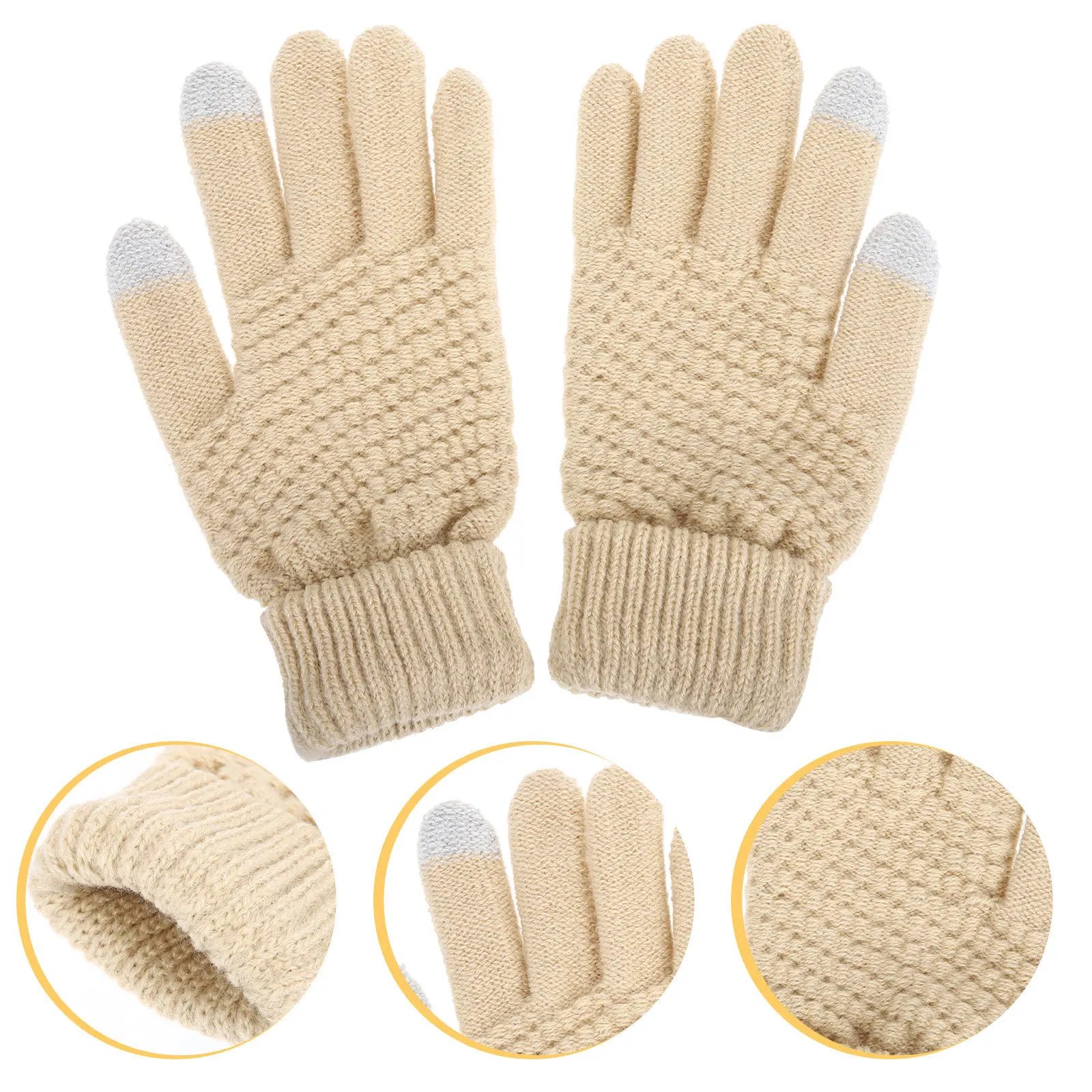 

1Pair Winter Warm Gloves for Women Touchscreen Functional Knit for Cold Weather Commute Cycling Trekking Ski Pole Handling