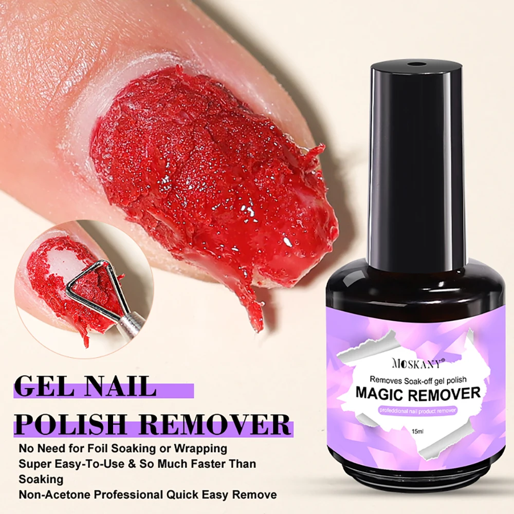 MOSKANY 15ml Magic Remover Nail Gel Polish for Soak Off UV Gel Polish Fast Removal Semi Permanent Varnish Polish Cancel Glue