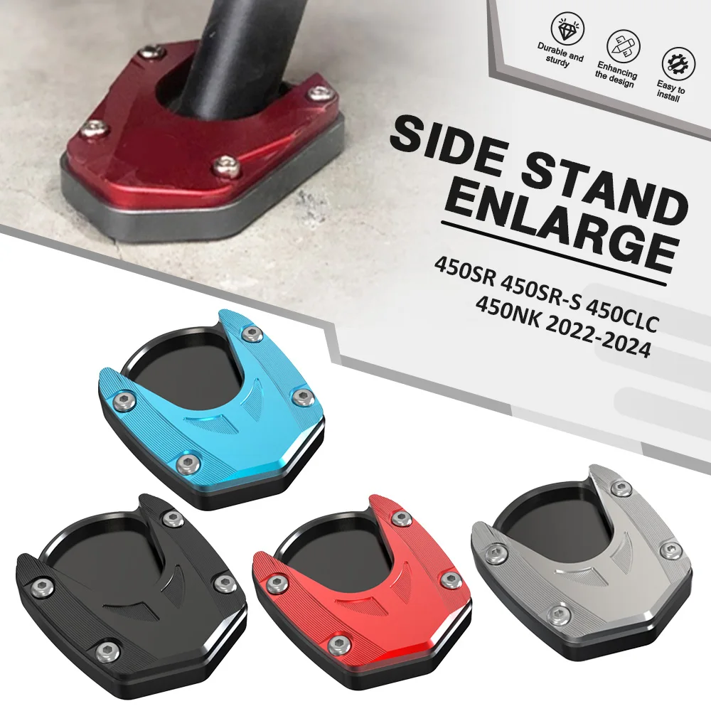 

FOR CFMOTO 450SR 450SR-S 450CLC 450NK 2022 2023 2024 Motorcycle Side Stand Enlarger Sled Sidestand Kickstand Foot Pads Aluminum