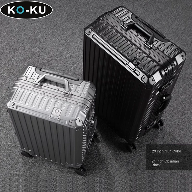 KO-KU New Luggage Ins Internet Famous Aluminum Frame Silent Universal Wheels 24/26/28 Travel Suitcase 20 Inch Boarding Case