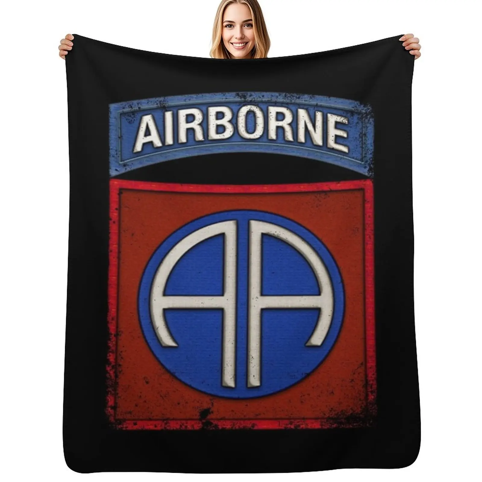

82nd Airborne Div Parachutist Wings and Patch - Distressed Throw Blanket Hairy Cute Plaid Loose Blanket