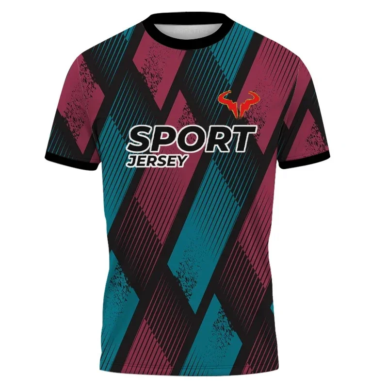 New Men's Sports English T-shirt Quick drying Short sleeved 3D printed shirt Top Uniform Extreme Sport Competition Clothing Tees