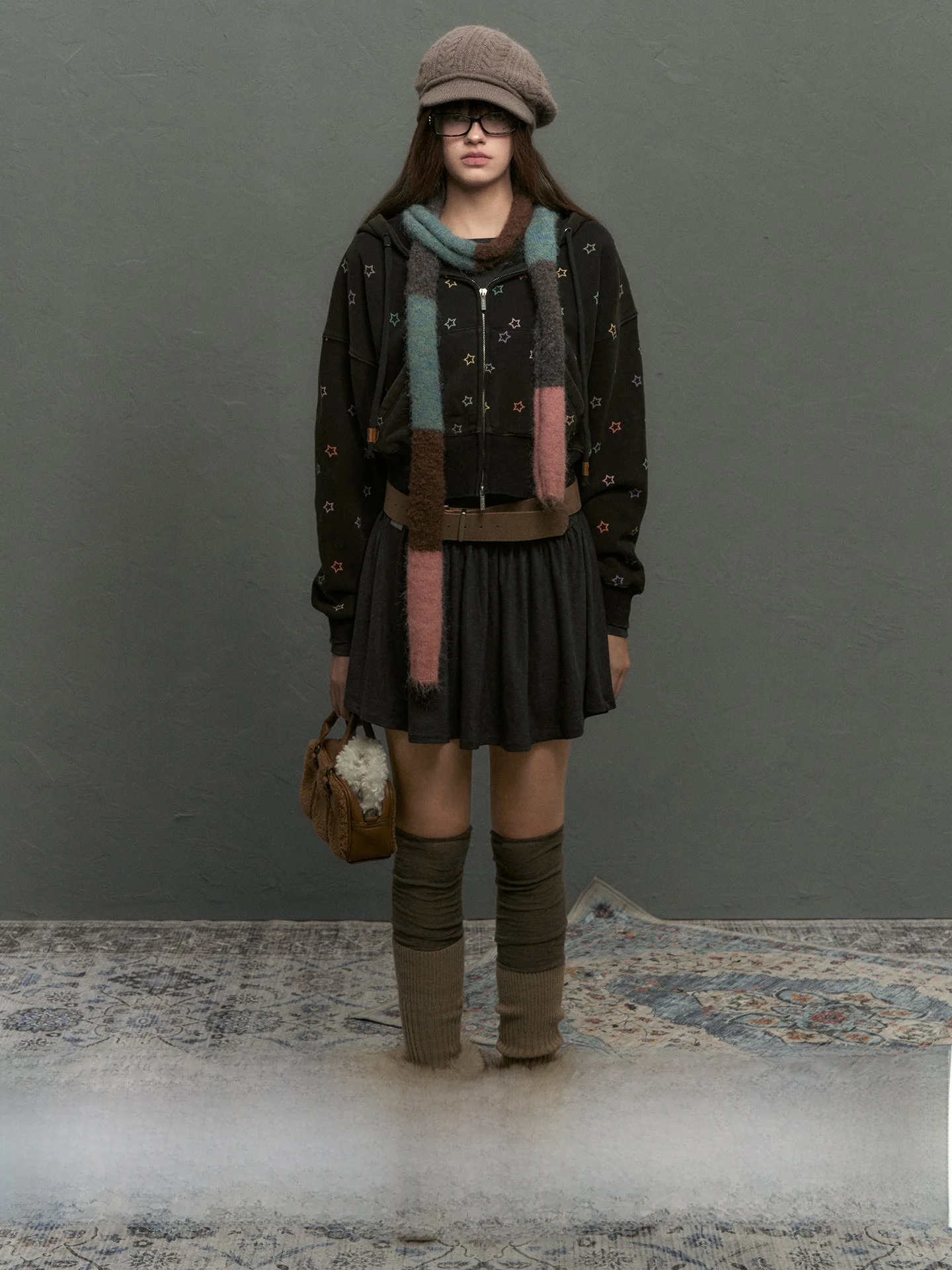 

NECY Original Star Print Hoodie Women's Loose Casual Top Autumn Winter ort Jaet Cotton Polyester Zipper Closure