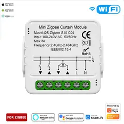 Tuya ZigBee/WiFi Smart Curtain Switch Mini Module For Roller Shutter Blinds Motor QS-S10-C04/ECC02 Switches Support Alexa Google