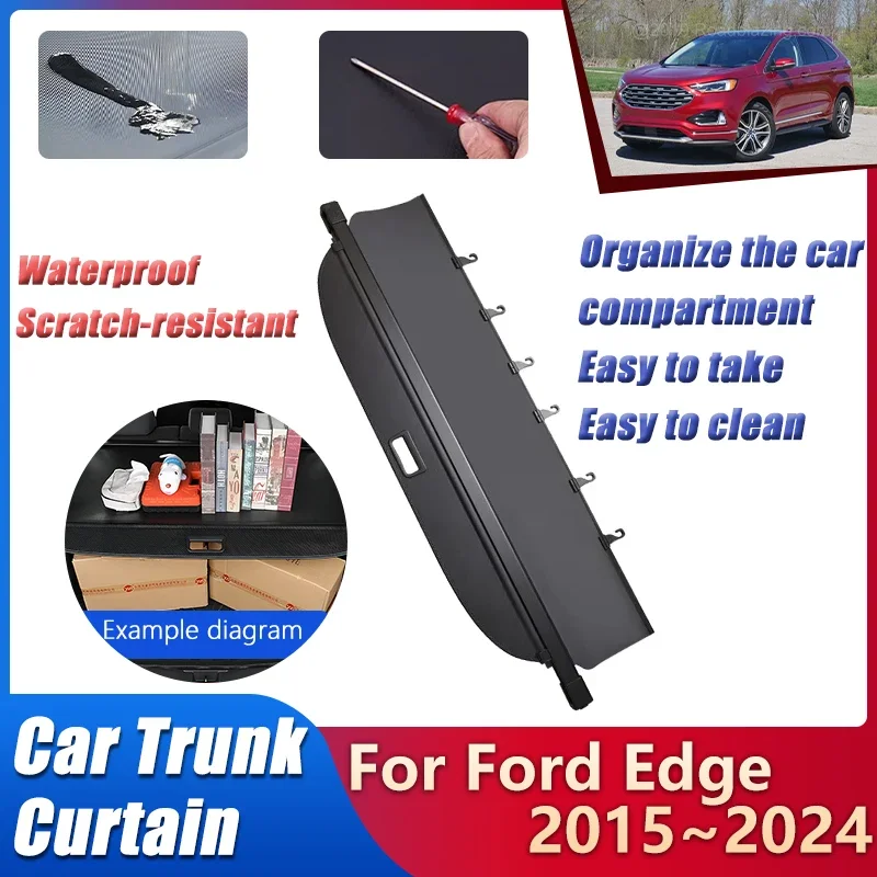 For Ford Edge U.S. Edition 2015~2024 2023 CD539 Car Back Trunk Curtain Partition Boot Shelter Storage Dirt-resistant Accessories