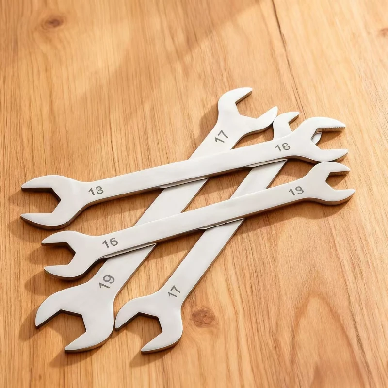 مفتاح ربط مفتوح رفيع للغاية من الفولاذ المقاوم للصدأ، مفتاح ربط مزدوج الرأس بسمك 3 مم، مفتاح شوكة رفيع صغير ثنائي الغرض