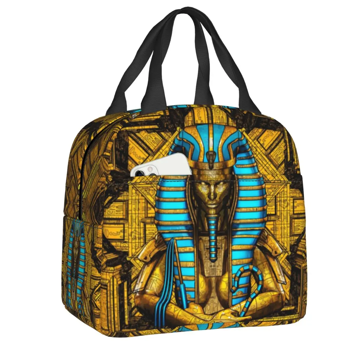 

Holy Queen Egypt Goddess Mummy Queen Insulated Lunch Bags for Camping Travel Egypt Thermal Cooler Bento Box Women Children