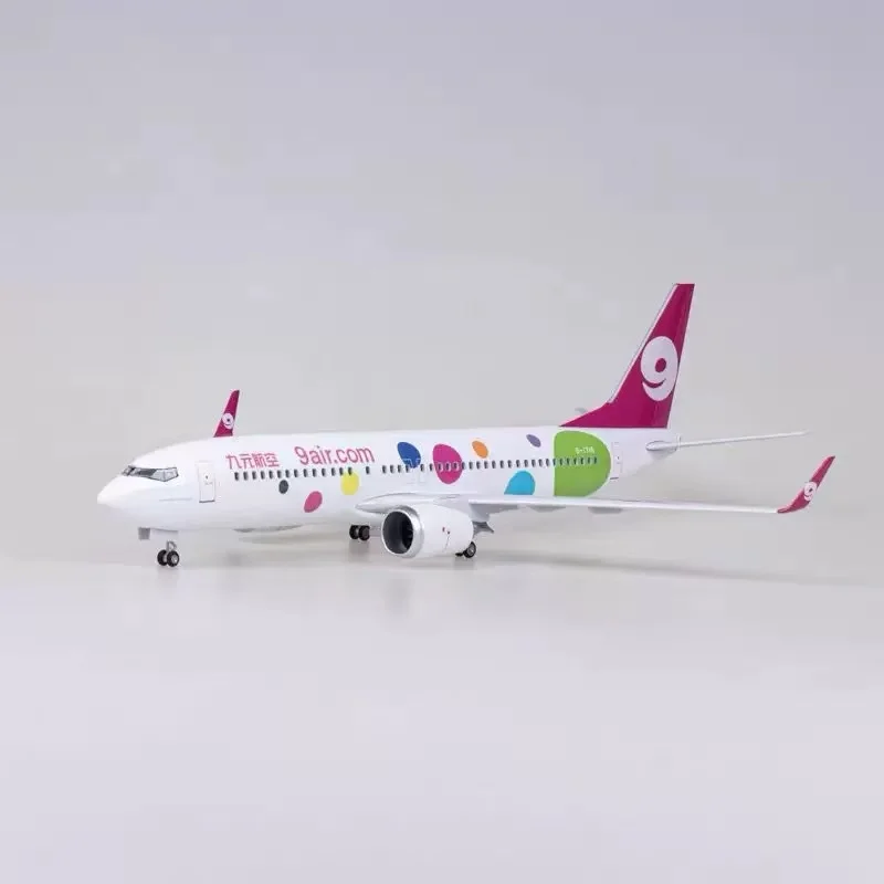 

47cm Toy Planes 1:85 Scale Model B737 9air.Com Resin Airplane Model Building Kits With LED Lights Landing Gear Static Display