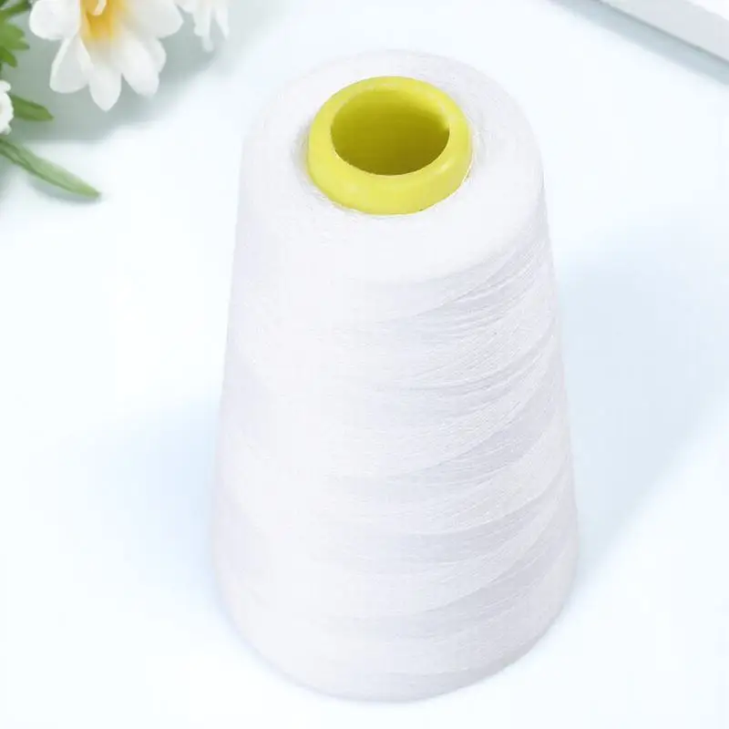 3000 ياردة البوليستر الخياطة الموضوع بكرة مخروط الأبيض عالية القوة لخياطة المفروشات الستائر الديكور الحرف اليدوية