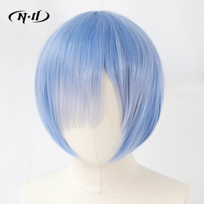 ND 램 렘 코스프레 가발 헤어피스 Re:Zero 애니메이션 코스프레 핑크 블루 헤어 가발 코믹콘 파티 코스어용 내열성 합성 섬유