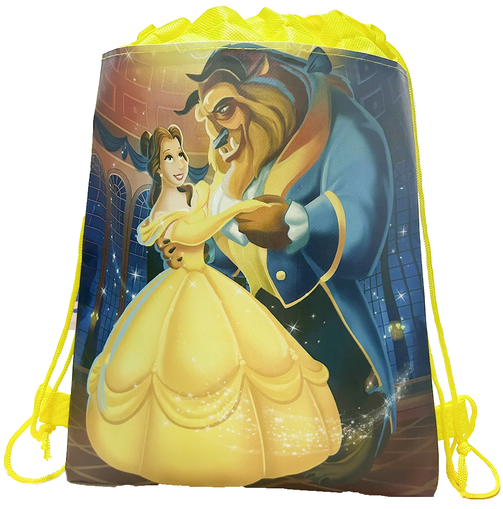 5-60 pezzi Non tessuto Disney Beauty and the Beast sacchetti regalo con coulisse decorazioni per feste di compleanno per ragazze per bambini borse