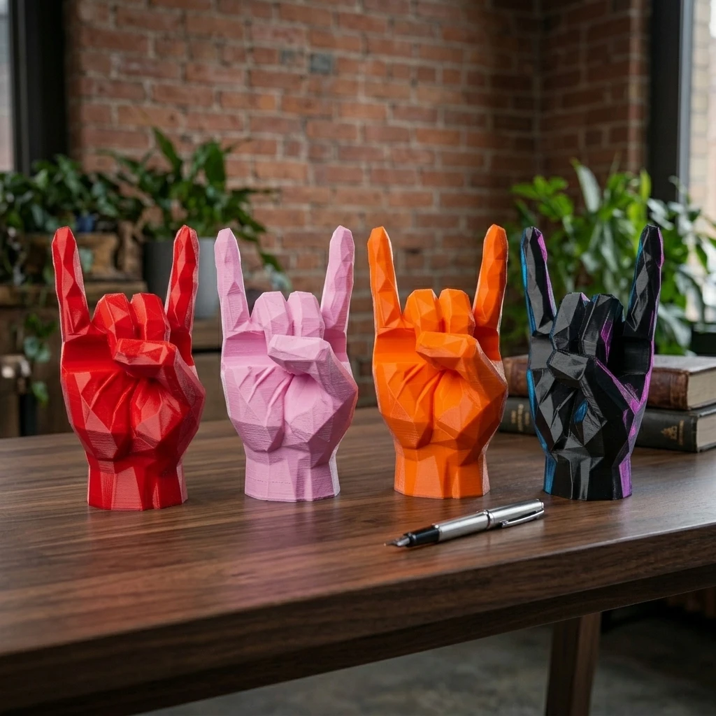 Multicolor Rock-and-Roll Hand Gesture Pen Holder Storage Supplies Cute Pen Holder Desktop Pen Holder as creative stationery