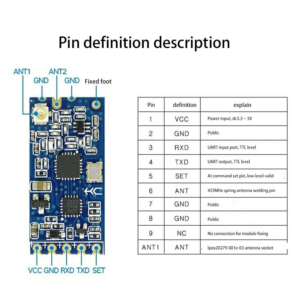 -12 433 MHz SI4463 Wireless Serial Port Modul 1000 M Ersetzen Sie Bluetooth HC12