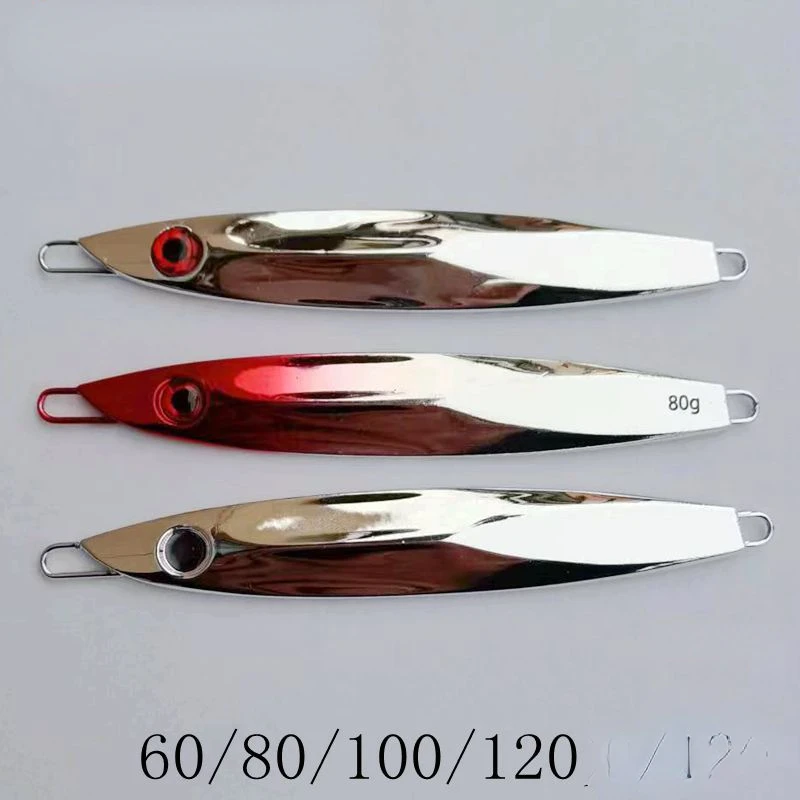 2pcs Fast Sinking Jigging Mirror Electroplated  Fishing Lure Bait  Slow Shaking jig 60g 80g 100g 120g