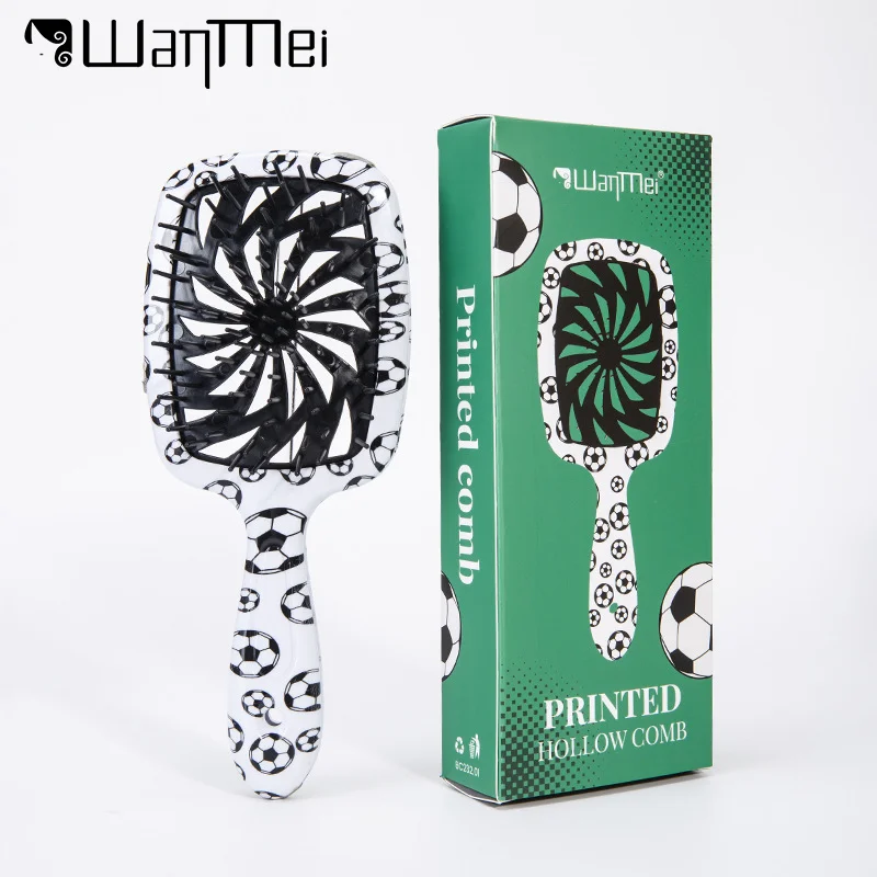 

1pcs Air Cushion Hair Brush Football Printed Tangled Scalp Massage Hollow Out Windmill Anti-static Hairbrush Salon Styling Tool