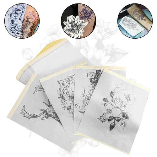 Imagen 2 del producto 10/30/50/100 Uds. Papel de transferencia de tatuajes tamaño A4 papel de plantilla papel de copia papel térmico para transferencia de tatuajes suministros de tatuaje